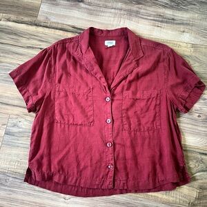 a.n.a Women's Red Button-Up Top M